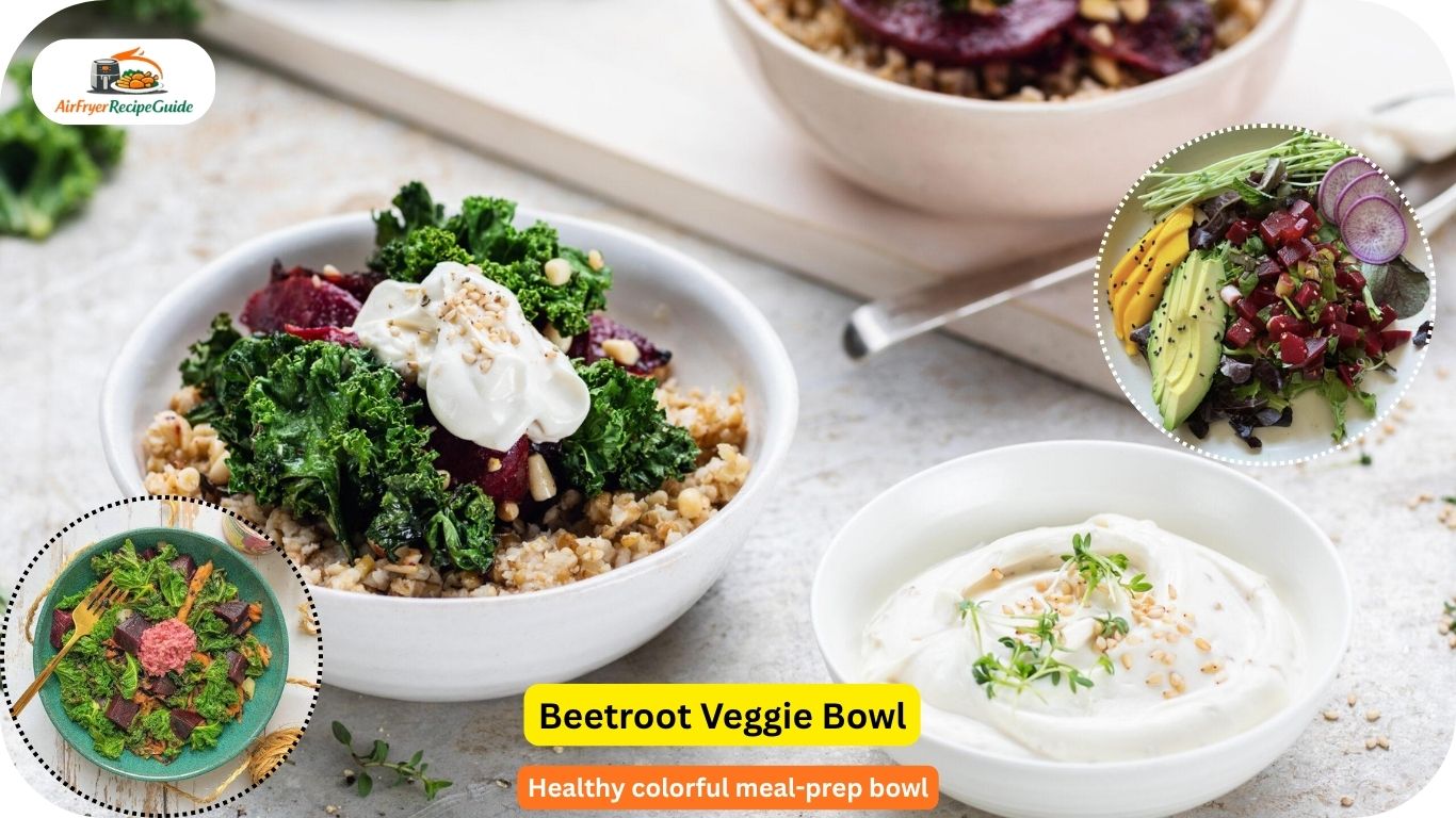 Healthy beetroot veggie grain bowl with quinoa