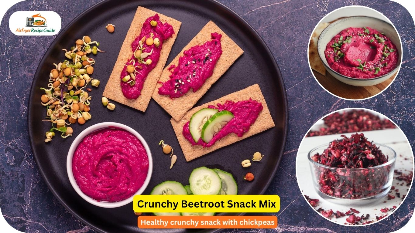 Beetroot snack mix with roasted chickpeas and pumpkin seeds