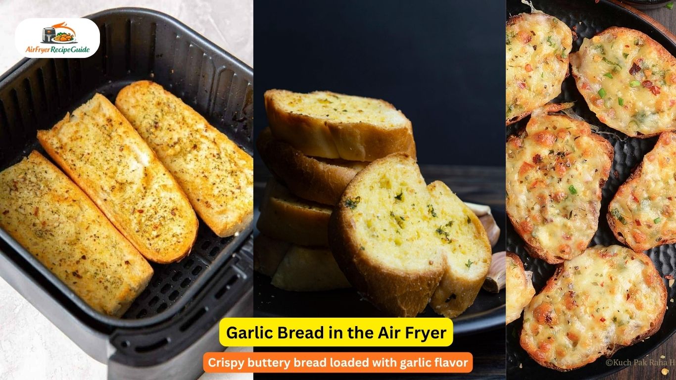 Golden cheesy garlic bread made in air fryer