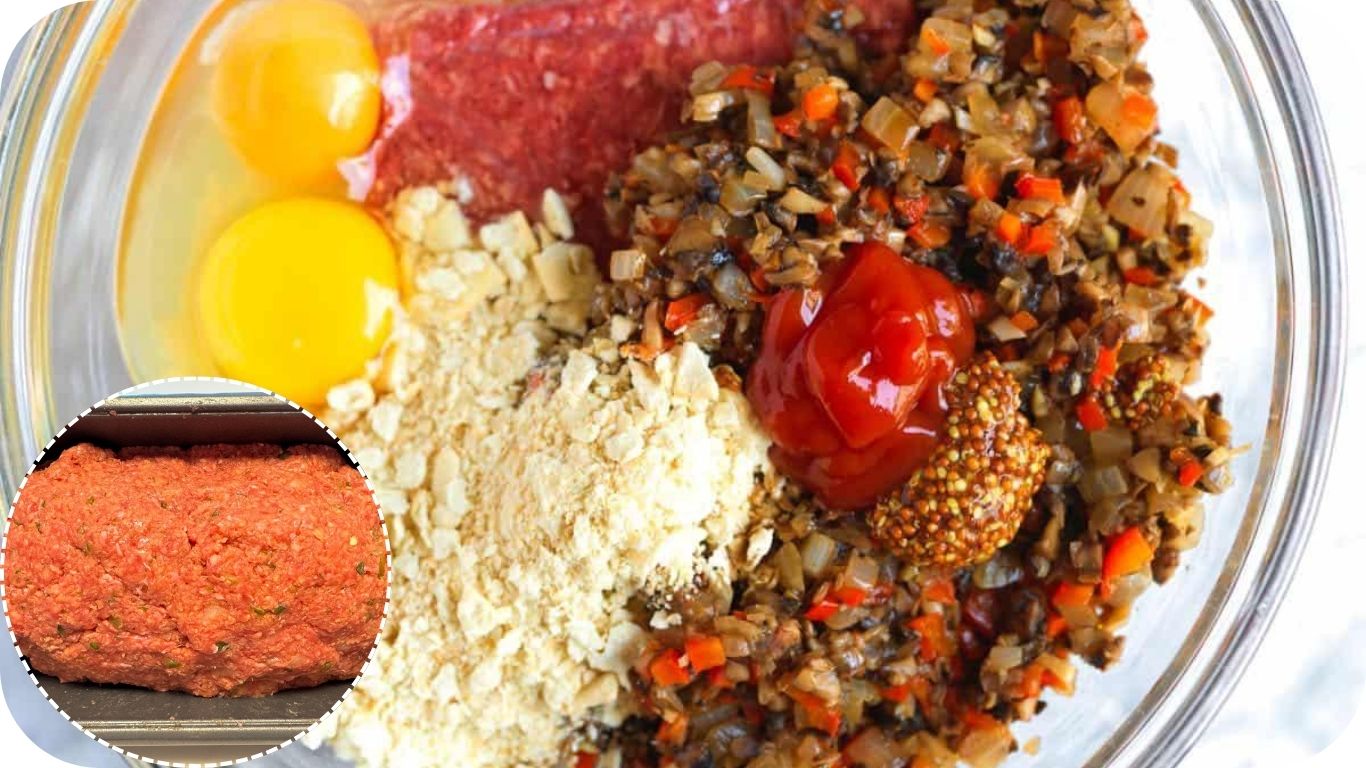 Mixing meatloaf ingredients in bowl
