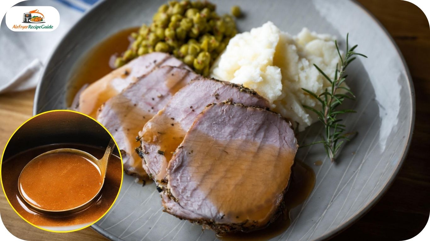 Homemade pork gravy served with roast pork