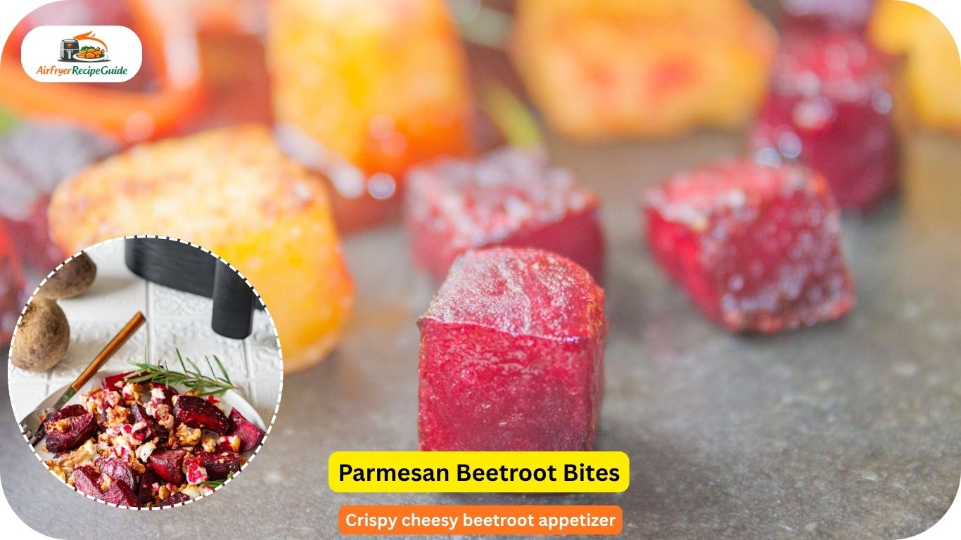 Parmesan crusted beetroot bites crispy close up