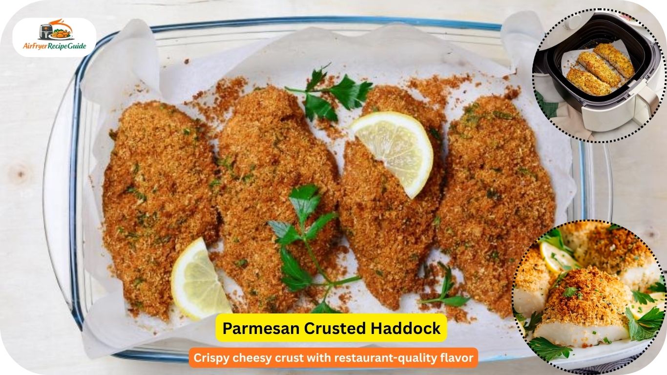Golden parmesan crusted haddock cooked in air fryer
