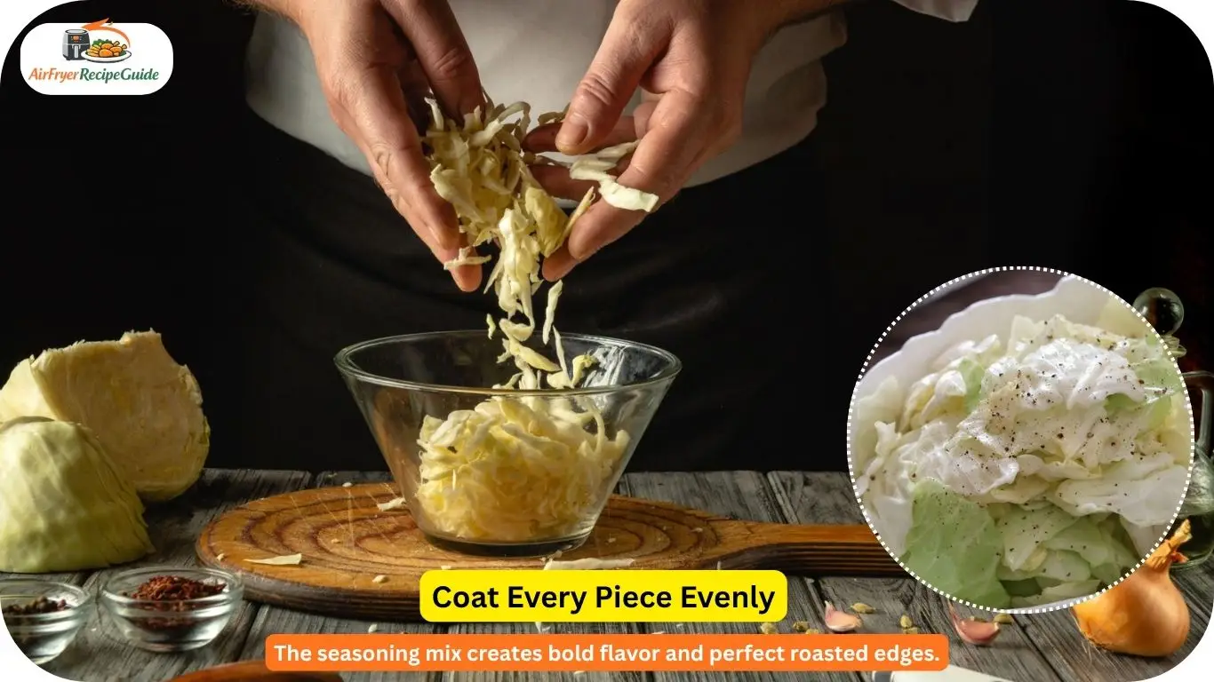 Tossing cabbage with olive oil and spices