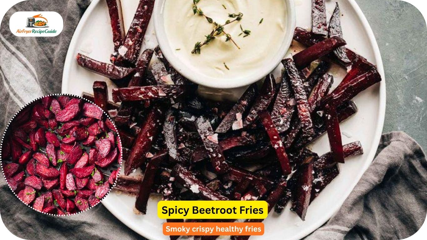 Spicy beetroot fries with dipping sauce
