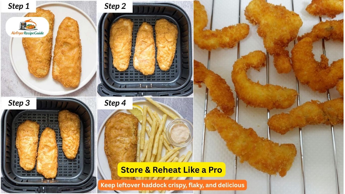 Reheating leftover haddock in an air fryer basket