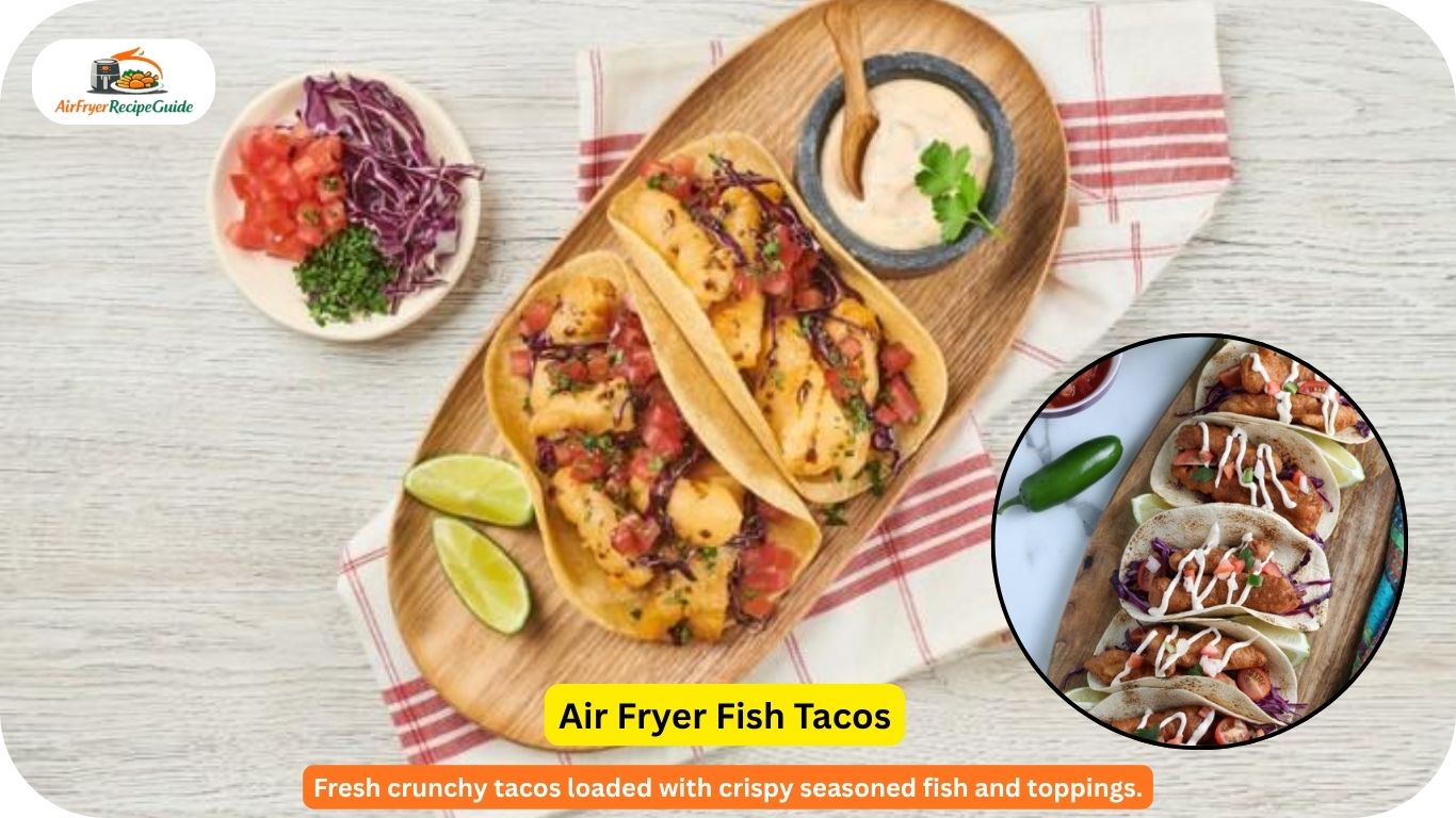 air fryer fish tacos with cabbage and sauce