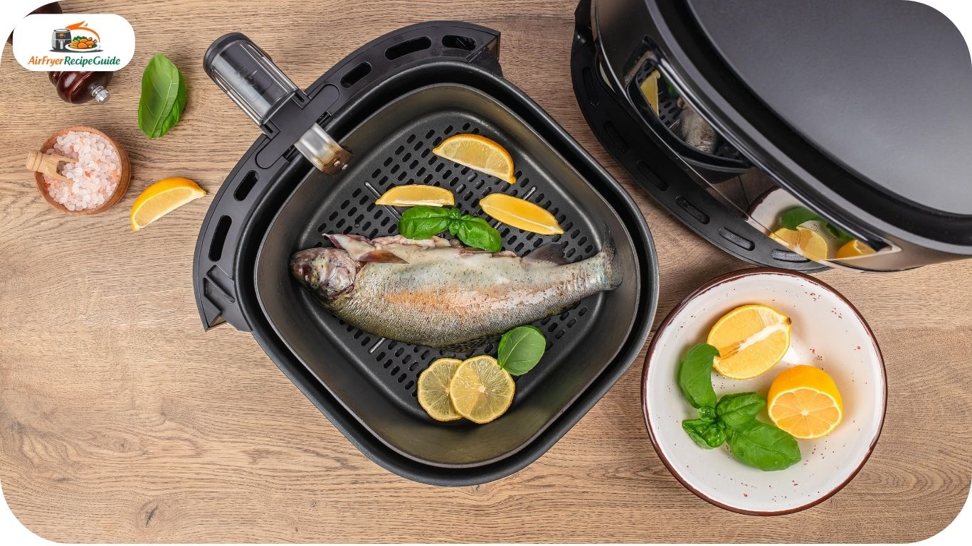 Air fryer and breading station for cooking walleye