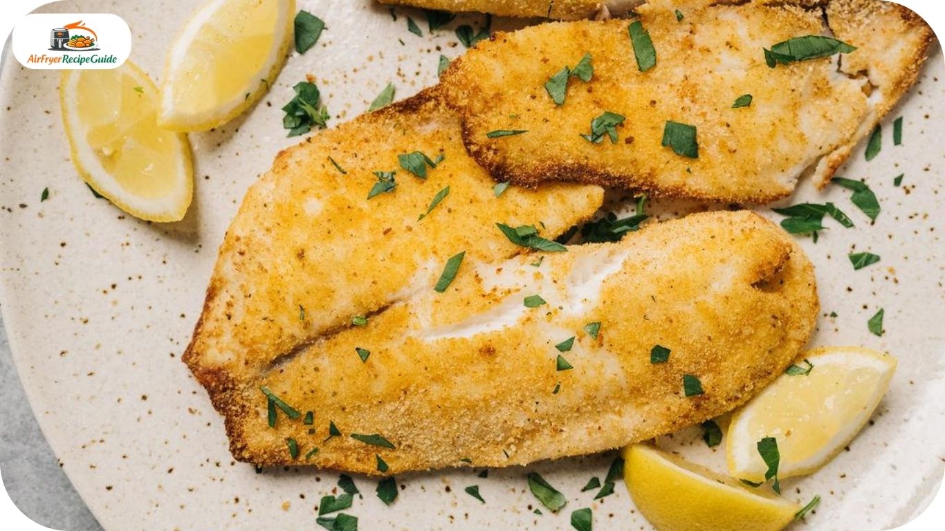 Lemon pepper tilapia fillets served with parsley and lemon