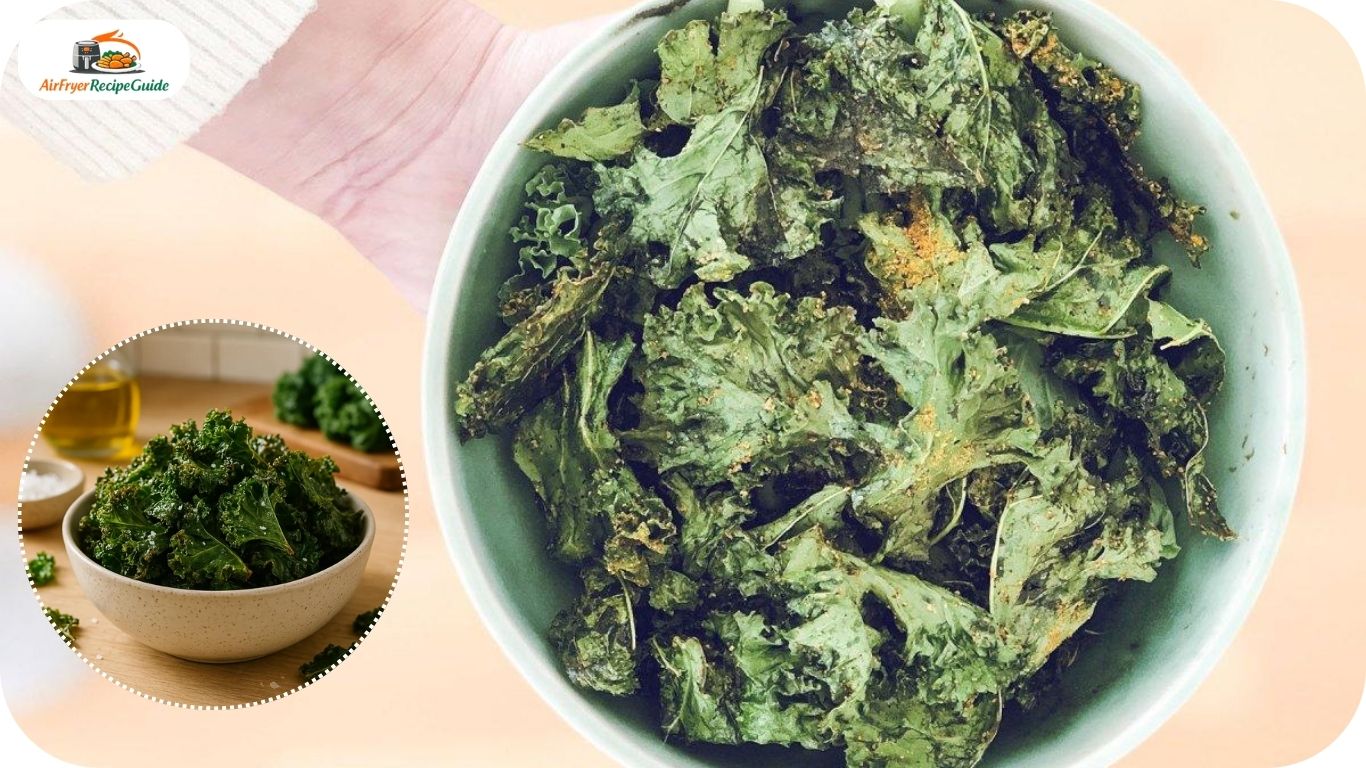 Healthy kale chips made in air fryer